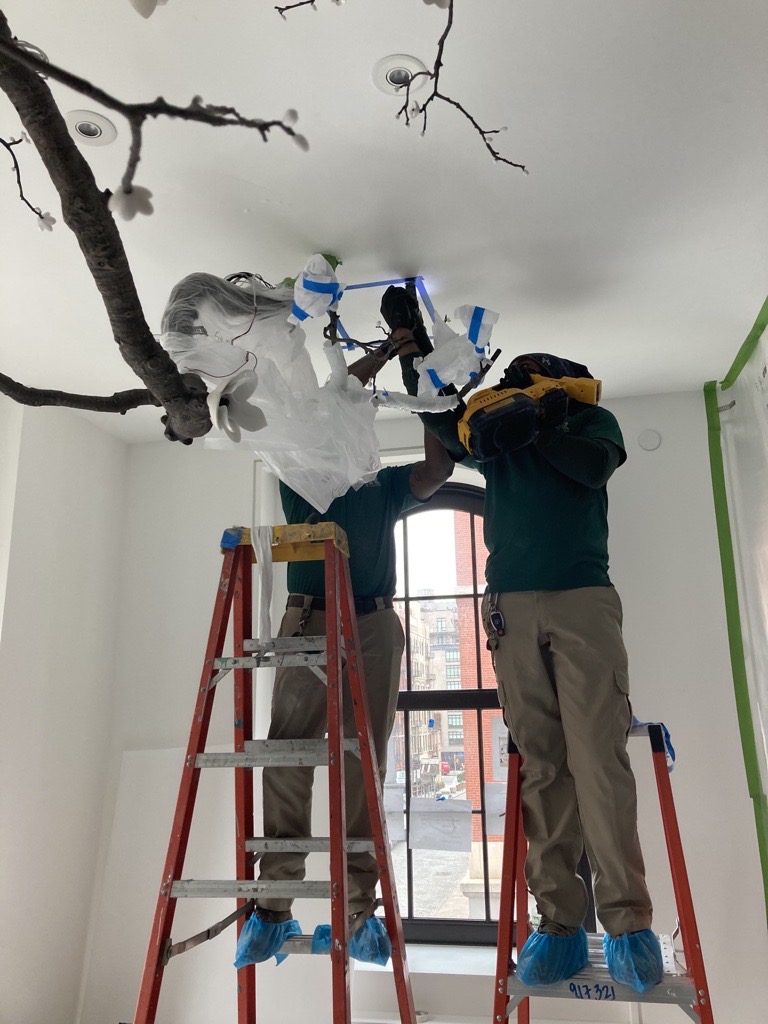 high-end light fixture installation