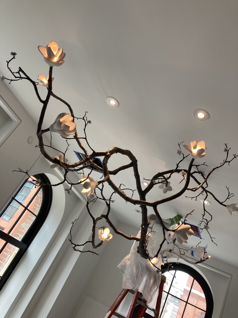 high-end light fixture installation