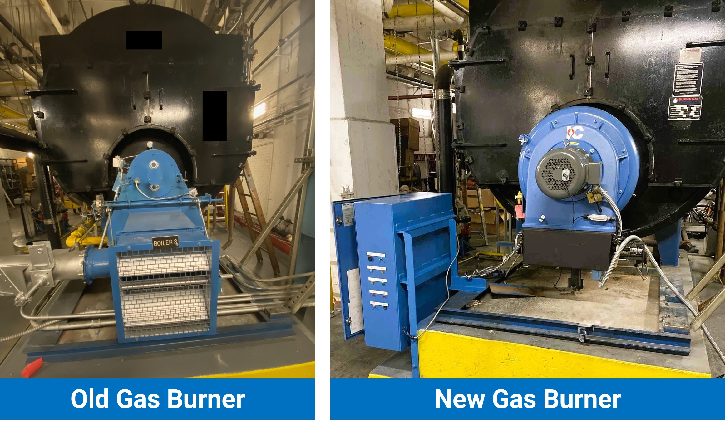 boiler upgrade project, old and new